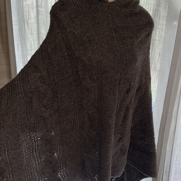 Cocogio women’s chocolate brown hoodie poncho - made in Italy - Picture 7 of 9